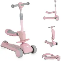 Byox Kinderroller Checkmate 2 in 1 Laufrad, Sound, Licht, Lenkerhöhe verstellbar rosa