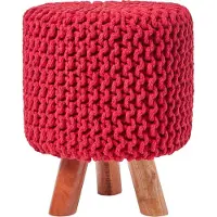 Homescapes STRICK-HOCKER rot, Dreibein 32/32/42 cm