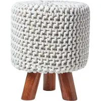 Homescapes STRICK-HOCKER natur, Dreibein 32/32/42 cm