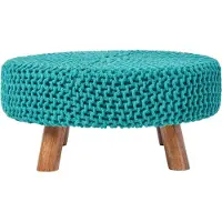 Homescapes STRICK-HOCKER petrol-grün, rund 62/62/30 cm