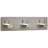 Sotech Kleiderhaken Pandora, 120498, aus Edelstahl, 18cm, selbstklebend, silber, Hakenleiste mit 3 Haken