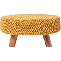 Homescapes STRICK-HOCKER senfgelb, rund 62/62/30 cm