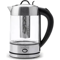 Karaca Glas Kräutertee Kocher Wasserkocher mit LED Beleuchtung Inox, 1.7L, 2200W