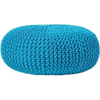 Homescapes STRICK-POUF türkis, Bodenkissen rund 70/70/23 cm