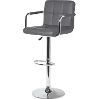 Homescapes Kunstleder Barstuhl mit Armlehnen „Bramley“ Thekenstuhl mit Rückenlehne Barhocker höhenverstellbar 62-82cm - grau