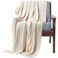 Homescapes STRICKDECKE 130/170 cm, Baumwolle mit Zopfmuster