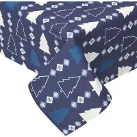 Homescapes WEIHNACHTSTISCHDECKE Winterland blau 137/137 cm, 100% Baumwolle