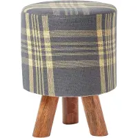 Homescapes SITZHOCKER grau kariert, Dreibein 32/32/42 cm