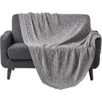Homescapes STRICKDECKE 150/200 cm, Baumwolle mit Rautenmuster