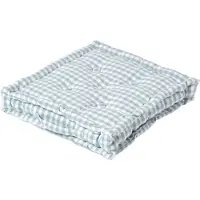 Homescapes SITZKISSEN blau kariert 50/50/10 cm – Bodenkissen Vichy-Karo