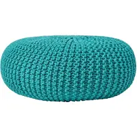 Homescapes STRICK-POUF petrol-grün, Bodenkissen rund 70/70/23 cm
