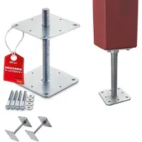 Sotech 2er Set Pfostenträger M24 160 x 160 x 250 mm Stahl Verzinkt Höhenverstellbar Witterungsbeständig
