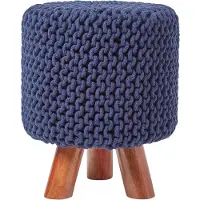 Homescapes STRICK-HOCKER dunkelblau, Dreibein 32/32/42 cm