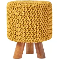 Homescapes STRICK-HOCKER senfgelb, Dreibein 32/32/42 cm