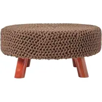 Homescapes STRICK-HOCKER braun, rund 62/62/30 cm