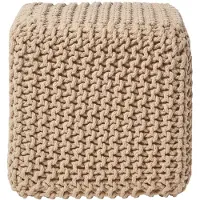 Homescapes STRICK-POUF beige, Sitzwürfel 35/35/35 cm