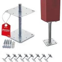 Sotech 8er Set Pfostenträger M24 160 x 160 x 250 mm Stahl Verzinkt Höhenverstellbar Witterungsbeständig