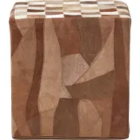 Homescapes PATCHWORK-HOCKER Leder braun, Sitzwürfel 36/36/38 cm