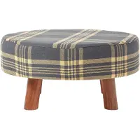 Homescapes SITZHOCKER rund, grau kariert 62/62/30 cm