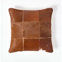 Homescapes PATCHWORK-KISSEN Fell & Leder 45/45 cm