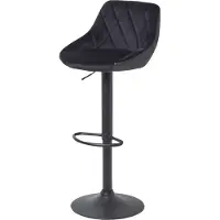 Homescapes Barstuhl Samt-Bezug „Henley“ Barhocker höhenverstellbar Tresenstuhl mit Rückenlehne 97cm hoch - schwarz