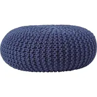 Homescapes STRICK-POUF dunkelblau, Bodenkissen rund 70/70/23 cm