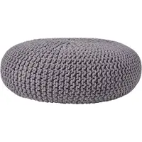 Homescapes STRICK-POUF grau, Bodenkissen rund 70/70/23 cm