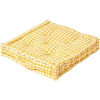 Homescapes SITZKISSEN gelb kariert 40/40/8 cm – Bodenkissen Vichy-Karo