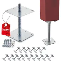 Sotech 16er Set Pfostenträger M24 160 x 160 x 250 mm Stahl Verzinkt Höhenverstellbar Witterungsbeständig