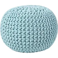 Homescapes STRICK-POUF pastellblau, 40/40/35 cm