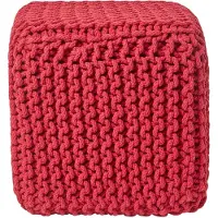 Homescapes STRICK-POUF rot, Sitzwürfel 35/35/35 cm