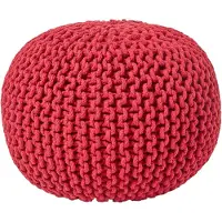 Homescapes STRICK-POUF rot, 40/40/35 cm