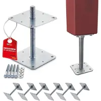 Sotech 6er Set Pfostenträger M24 160 x 160 x 250 mm Stahl Verzinkt Höhenverstellbar Witterungsbeständig