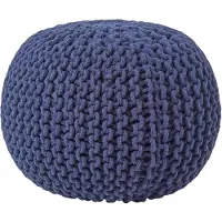 Homescapes STRICK-POUF dunkelblau, 40/40/35 cm