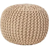Homescapes STRICK-POUF beige, 40/40/35 cm