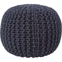 Homescapes STRICK-POUF schwarz, 40/40/35 cm