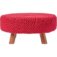 Homescapes STRICK-HOCKER rot, rund 62/62/30 cm