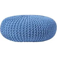 Homescapes STRICK-POUF blau, Bodenkissen rund 70/70/23 cm