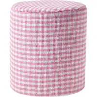 Homescapes SITZPOUF Vichy-Karo rosa, Hocker rund 40/40/42 cm