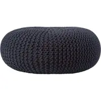 Homescapes STRICK-POUF schwarz, Bodenkissen rund 70/70/23 cm