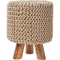 Homescapes STRICK-HOCKER beige, Dreibein 32/32/42 cm