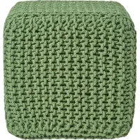 Homescapes STRICK-POUF tannengrün, Sitzwürfel 35/35/35 cm