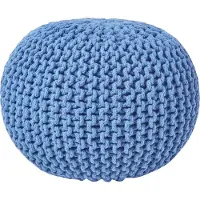 Homescapes STRICK-POUF blau, 40/40/35 cm