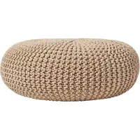 Homescapes STRICK-POUF beige, Bodenkissen rund 70/70/23 cm