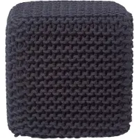 Homescapes STRICK-POUF schwarz, Sitzwürfel 35/35/35 cm
