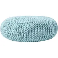 Homescapes STRICK-POUF pastellblau, Bodenkissen rund 70/70/23 cm