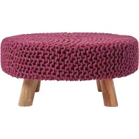 Homescapes STRICK-HOCKER weinrot, rund 62/62/30 cm