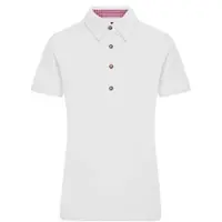 James & nicholson Damen Trachtenpoloshirt JN715, weiß/purpur, Größe S - weiss - S