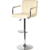 Homescapes Kunstleder Barstuhl mit Armlehnen „Bramley“ Thekenstuhl mit Rückenlehne Barhocker höhenverstellbar 62-82cm - creme