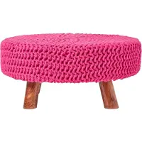 Homescapes STRICK-HOCKER pink, rund 62/62/30 cm